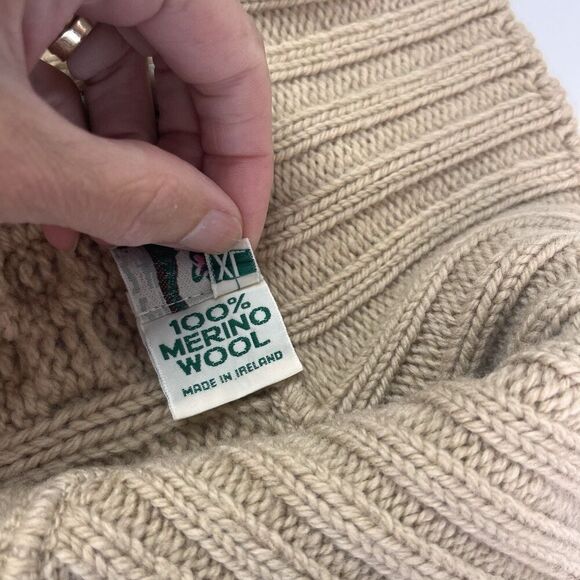 Aran Crafts Merino Wool Irish Fisherman Cardigan XL Sweater Chunky Cable Knit - Picture 8 of 9